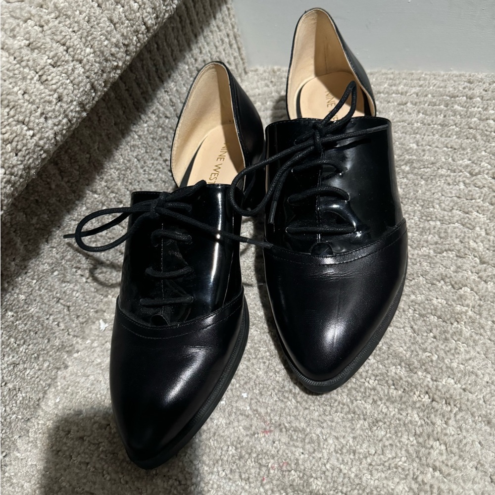 Black leather lace up loafers/oxford